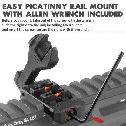 ZBULAR Fiber Optic Sights, Front and Rear Backup Sights with Green Red Fiber Optics Dots, Tool-Free Adjustable Front Sight Rapid Transition (Black)