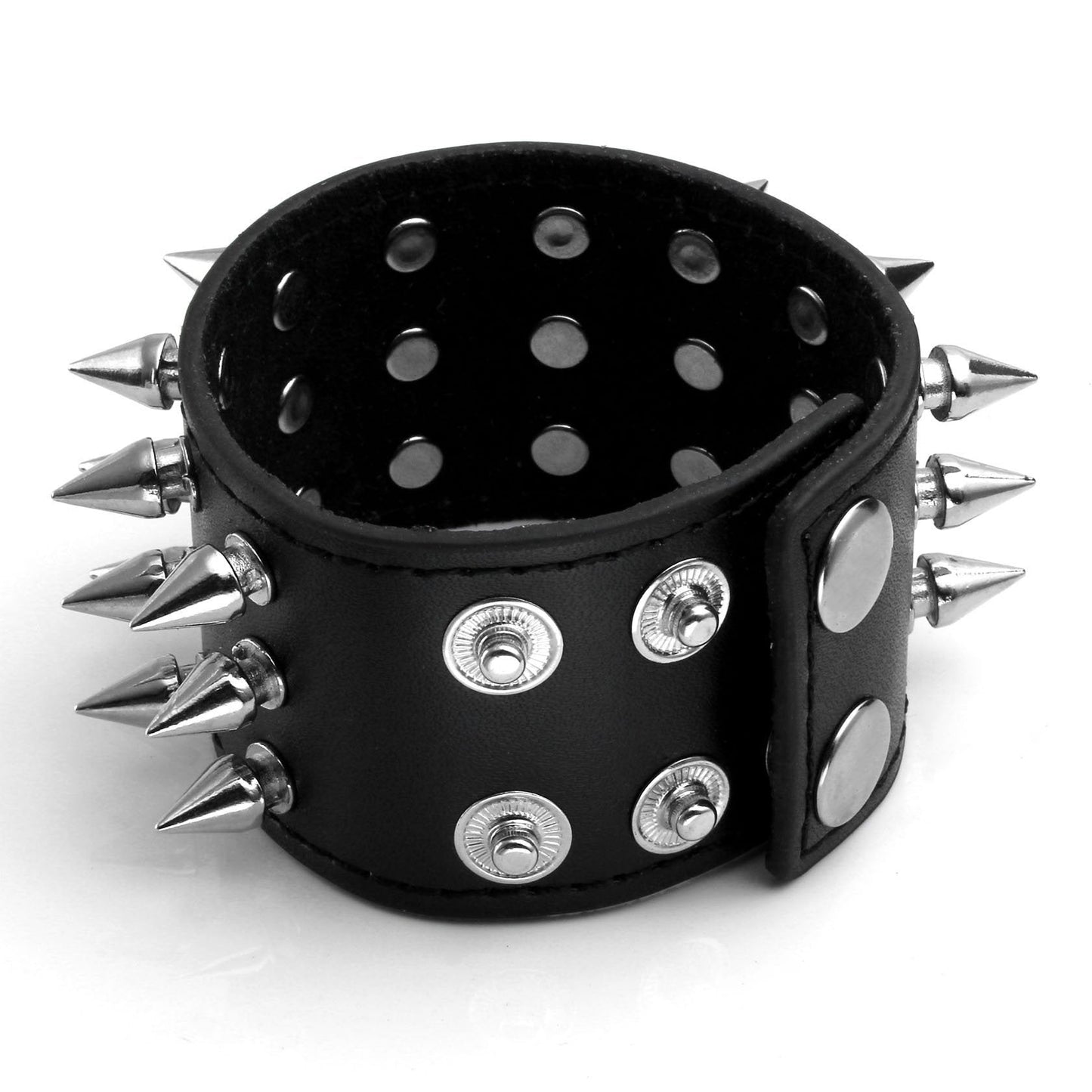 MILAKOO 2 Pcs Black Wristband Cuff Belt Bracelet Bangle Leather Rope Black Punk Rock Bracelet 6-8"