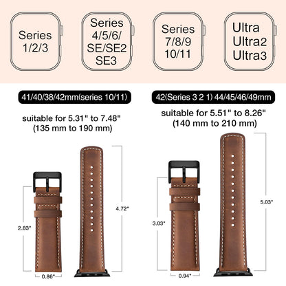 SUNFWR Leather Bands Compatible with Apple Watch Band 41mm 40mm 38mm for Men Women, Top Grain Genuine Leather Replacement Strap for iWatch Ultra 2, Ultra, SE2, SE, Series 9 8 7 6 5 4 3 2 1 (Red