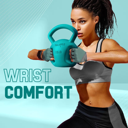 Yes4All Kettlebell Set, Strength Training Kettlebells for Women, Wide Multi-grip Textured Handle for Home Gym Exercises & Full Body Workout (10 + 15lbs)
