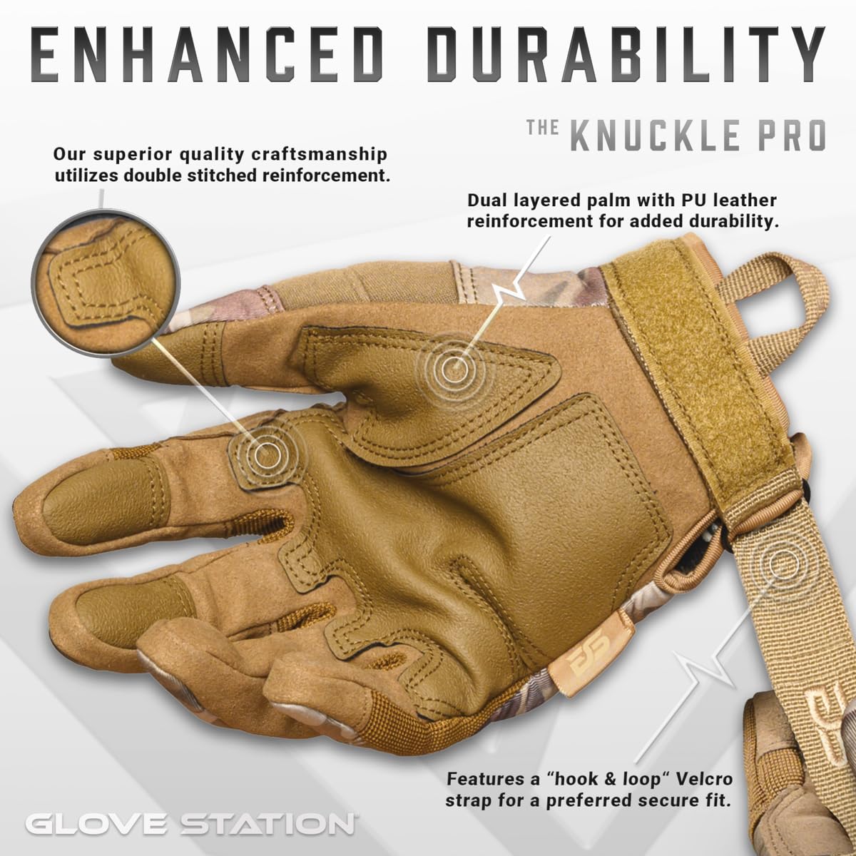 Glove Station Hard Knuckle Utility Gloves, Touchscreen, TACHK258, XL