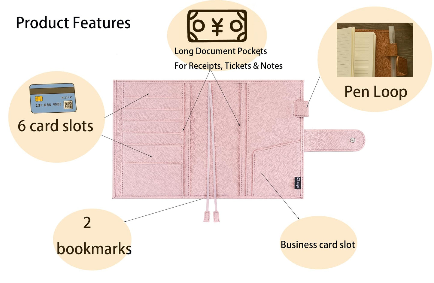 Premium Leather B6 Notebook Cover - Universal Fit for Stalogy, Midori MD, Leuchtturm1917 & More, with Pen Loop,Card Slots, Bookmarks & Back Pocket