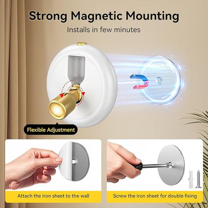 Rechargeable Battery LED Spotlight Indoor: Wireless Mini Art Accent Spot Lights with Timer Remote - Small Dimmable Uplight for Plants Display Painting Dartboard Artwork Portrait Closet (2 pack-white)