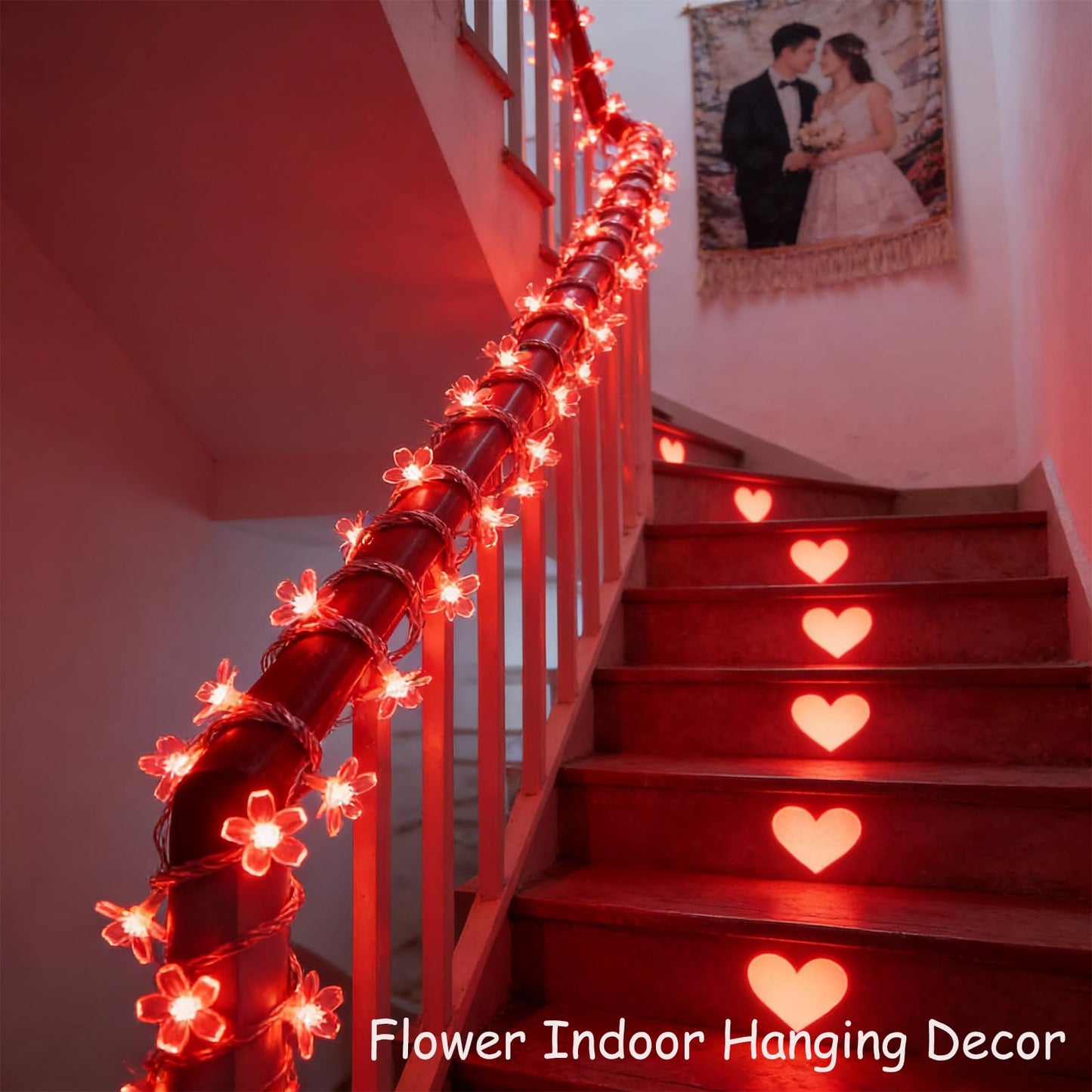 100 LED Red Cherry Blossom Flowrer String Lights, 33 FT Plug in Fairy Floral Lamp with 8 Modes, Flexible Clear Wire for Bedroom Balcony Patio, Valentine's Day Christmas Indoor Outdoor Decorations