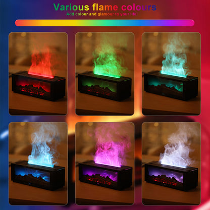 Fireplace Essential Oil Diffuser, Aromatherapy Diffuser, 150ml Ultrasonic Cool Mist Humidifier, 7 Colors Firelight Flame Diffusers with Remote, Waterless Auto-Off & Timer for Home Office(Black)