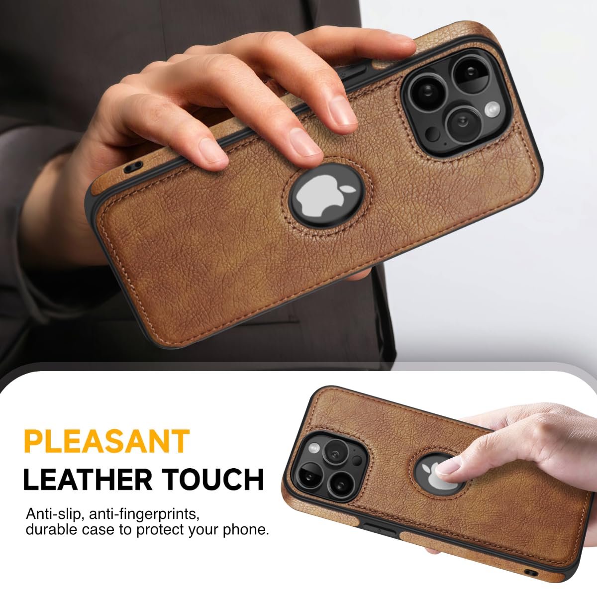 DOGODON Design Compatible with iPhone 12 & iPhone 12 Pro Case Luxury Leather Business Vintage Slim Non-Slip Soft Grip Shockproof Protective Cover (2020) 6.1 Inch (Brown)