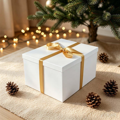 BoxSkivra Large Gift Box 16x12x8 Inches，White Gift Box with Lid for Christmas，Anniversary，Birthday，Luxury Boxes with Crinkle Paper，Ribbon，Alphabet Stickers