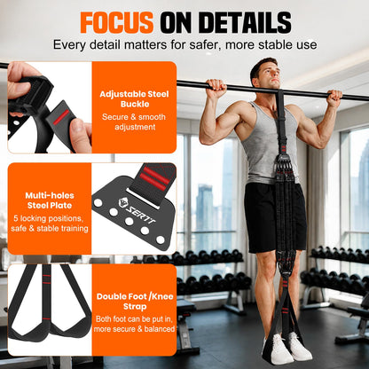 SERTT Adjustable Pull Up Assistance Band, Upgrade Pullup Assist Band for Pull Up Bar with 5 Heavy Duty Resistance Bands Support 375lbs (Black)