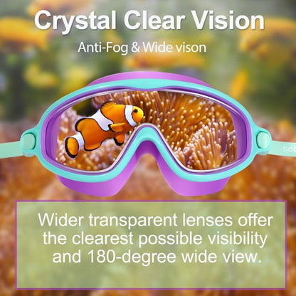 Kids Goggles for Swimming 2 Pack No Leaking Anti-Fog Outer Eye Fit with Wide View UV Protection Crystal Clear Watertight Swim Goggles with nose cover Suitable for Children Youth Boys Girls Age 3 to 14