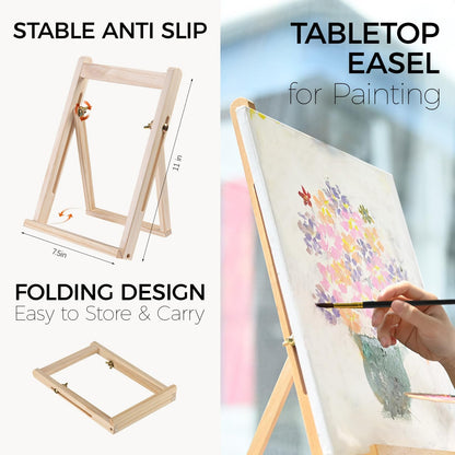Acrylic Art Set, 41 PCS Painting Kit, Acrylic Paint Set for Kids, Painting Supplies with 24 Acrylic Paints, 1 Wooden Easel , 4 Canvas Panels, 8 Paint Brushes, Drawing Pad, Art Supplies for Kids Adults