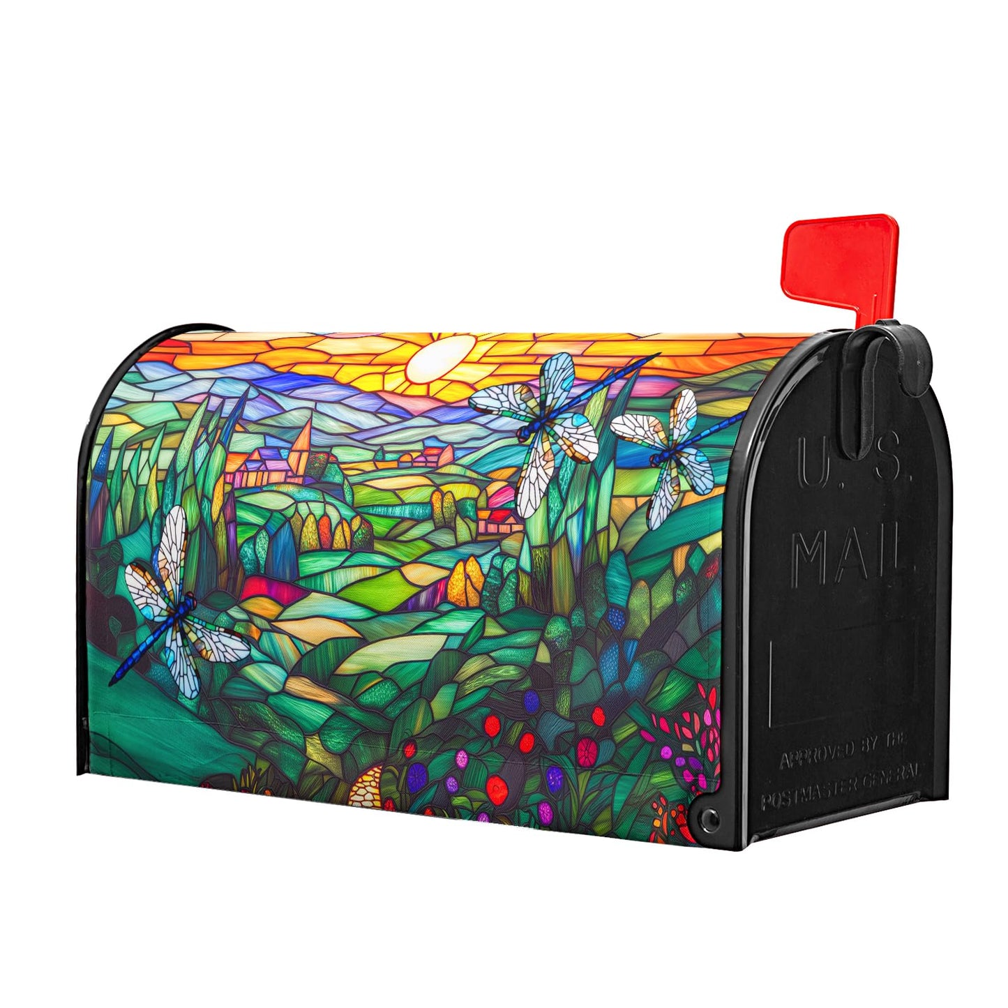 Spring Summer Dragonflies Mailbox Covers Magnetic Large Size 25x21 Inch Spring Flowers Mail Box Cover Farmhouse Abstract Floral Mailbox Wraps Post Letter Box Cover for Home Garden Yard Decora