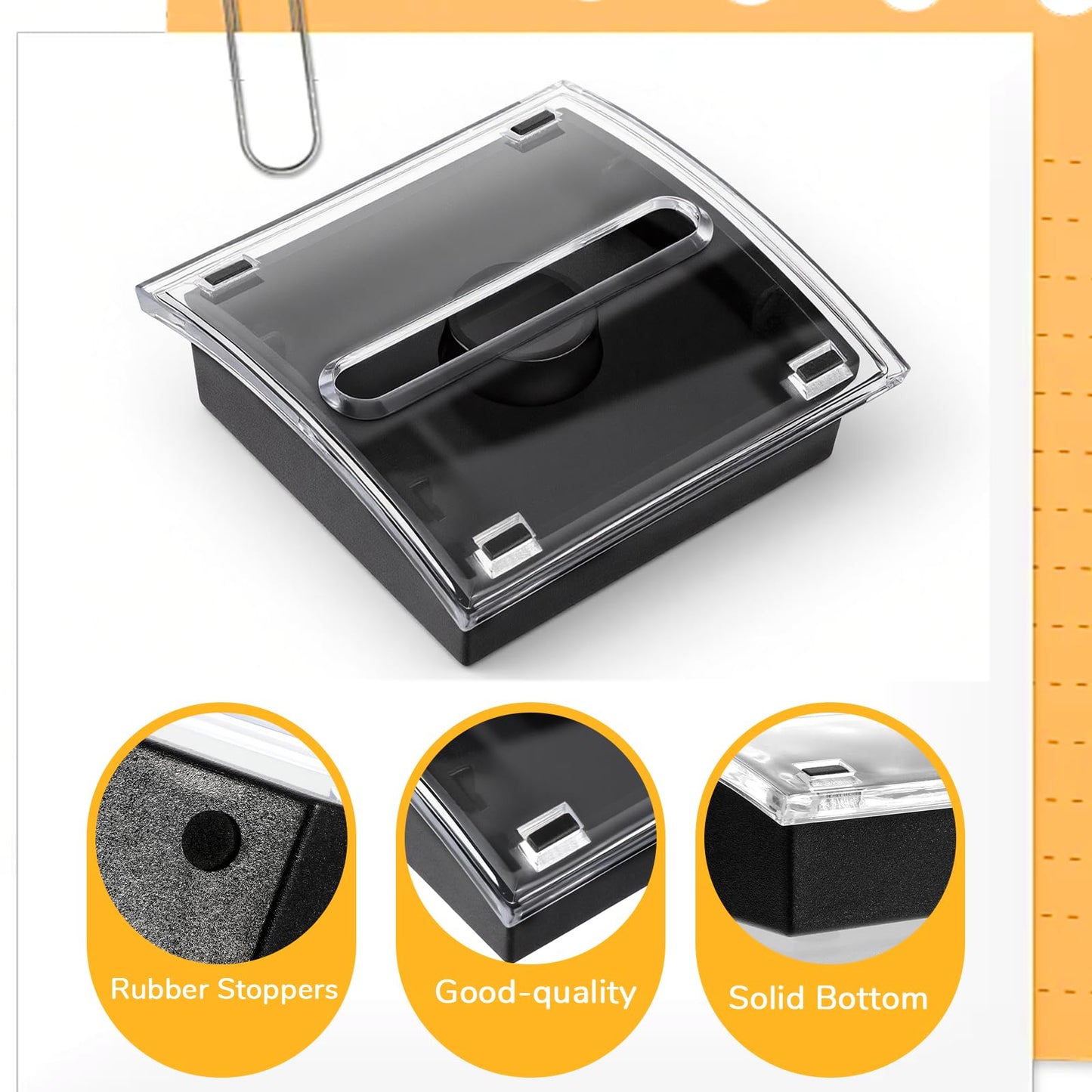 SHENLIU 4 Pcs Pop Up Sticky Note Dispenser Sticky Note Holder Pop Up Notes Dispenser Transparent Top for 3 x 3 Inch Sticky Notes School Office Home Store Black Base Clear Top