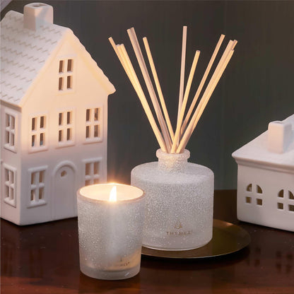 Thymes Frasier Fir Reed Diffuser Set – Includes Reeds, Fragrance Oil, and Frosted Glass Bottle – Fragrance Oil Diffuser – Room Fresheners – Luxury Home Decor – Green & Clear (Pine Needle, 4 fl oz)