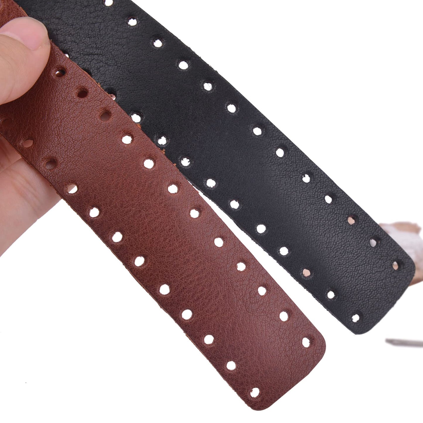 Tas Trost Cowhide Leather Lever Wrap For Lever Action Rife, Shotgun For Hunting Shooting (Brown ×1，Black×1, 6inch)