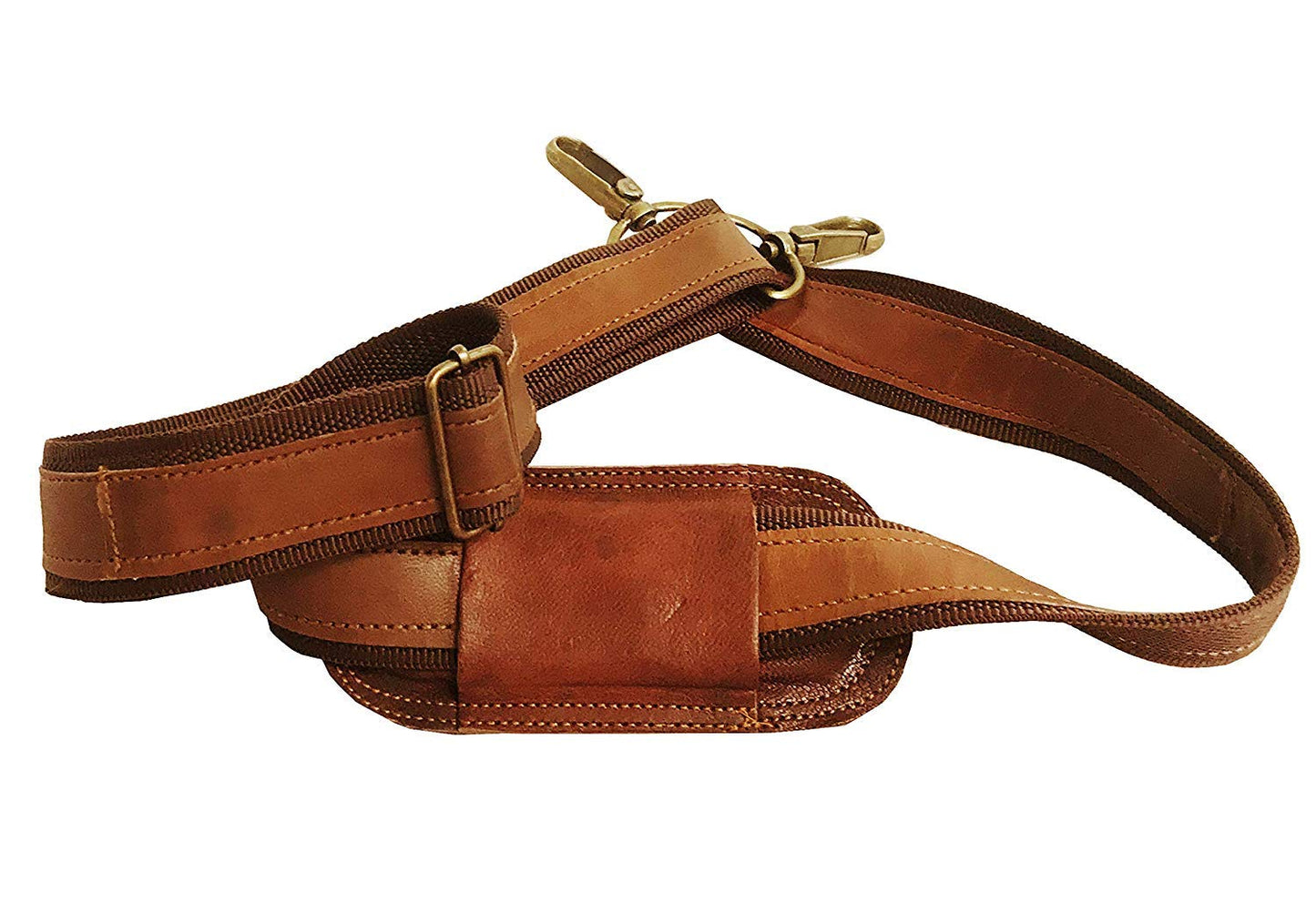 Leather Adjustable Padded Replacement Shoulder Strap with Metal Swivel Hooks for Messenger, Laptop, Camera, Duffle Bags & More