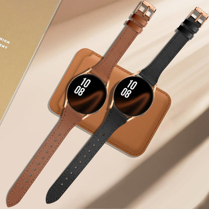 JR.DM 2 Pack Slim Leather Bands Women Compatible with Samsung Galaxy Watch 7/6/5/4/Active 2/4 Classic/6 Classic/5 Pro/FE 40mm 42mm 43mm 44mm 45mm 46mm 47mm, Top Leather Soft Watch Thin Straps，20mm