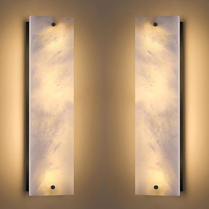 2 Pack 4 Light 21.1" Alabaster Marble Bathroom Wall Sconce Modern Concise Style Wall Light Fixture,Black Finish for Bedroom Hallway Bedside