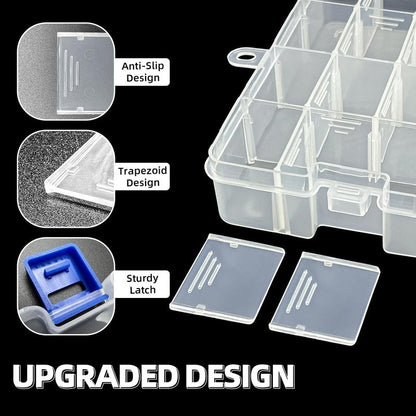 DUOFIRE Plastic Organizer Container Storage Box Adjustable Divider Removable Grid Compartment for Jewelry Beads Earring Container Tool Fishing Hook Small Accessories(34 Grids, White X 1)