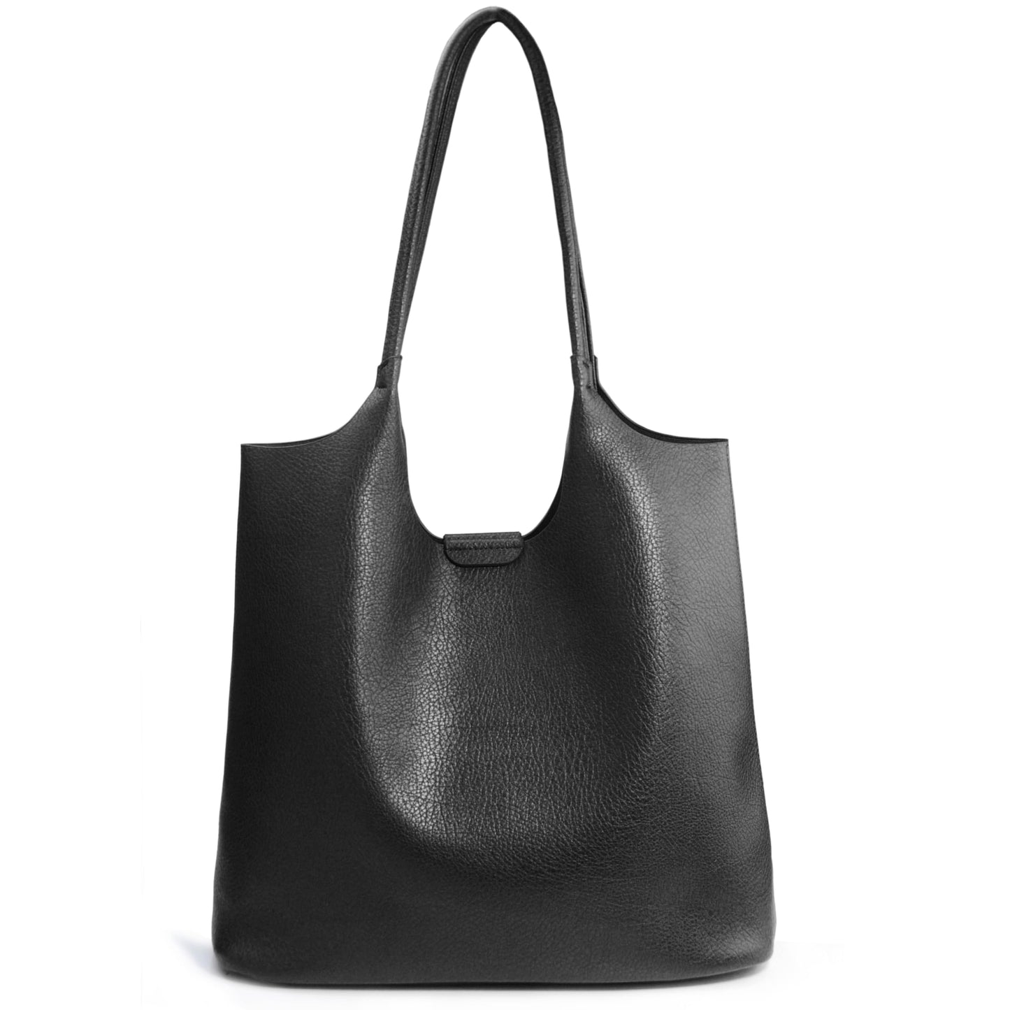 Soft Vegan Leather Tote Bag for Women Hobo Handbag Purse for Travel and Everyday (Black)
