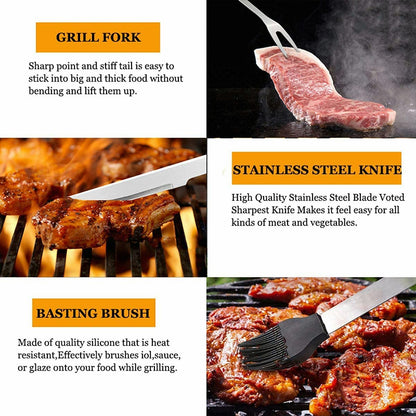 MUJUZE Grilling Accessories,Grill Accessories for Outdoor Grill,31pcs Grill Set Grilling Gifts for Men,BBQ Accessories Set,Stainless Steel Grill Kit with Apron for Outdoor,Camping,Backyard