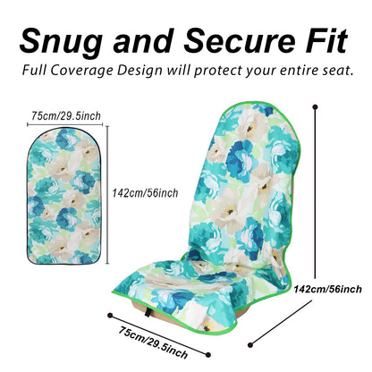 Zinytrae Sweat Towel Car Seat Cover Protector Front Seats for Gym Workout, Running, Swimming, Beach and Hiking, Waterproof Universal Seat Cover for Car, Truck, Van & SUV (Cyan Flower, 1pcs)