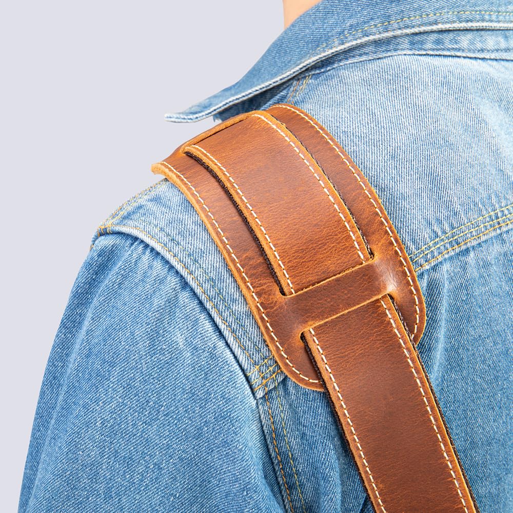 Leather Bag Strap Replacement - Adjustable Shoulder Strap for Messenger Briefcase Duffle Crossbody Bags