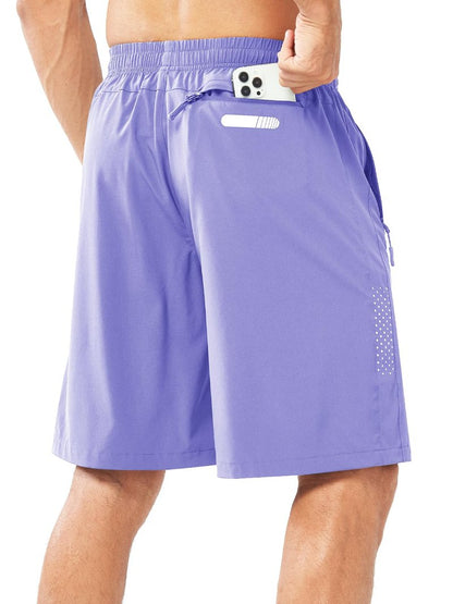 NORTHYARD Men's Athletic Running Shorts Gym Workout 7"/9"/5" Quick Dry Lightweight Sports Basketball Tennis 3 Zipper Pockets VIOLET-9inch 4XL