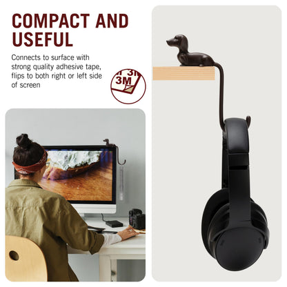 Monkey Business Rusty The Dog Tail Hook for Computer Screen, Desk Headphone Hanger Organizer Decorative Hooks, Adhesive Hook for Hanging Keys Cables Hats and Computer Accessories