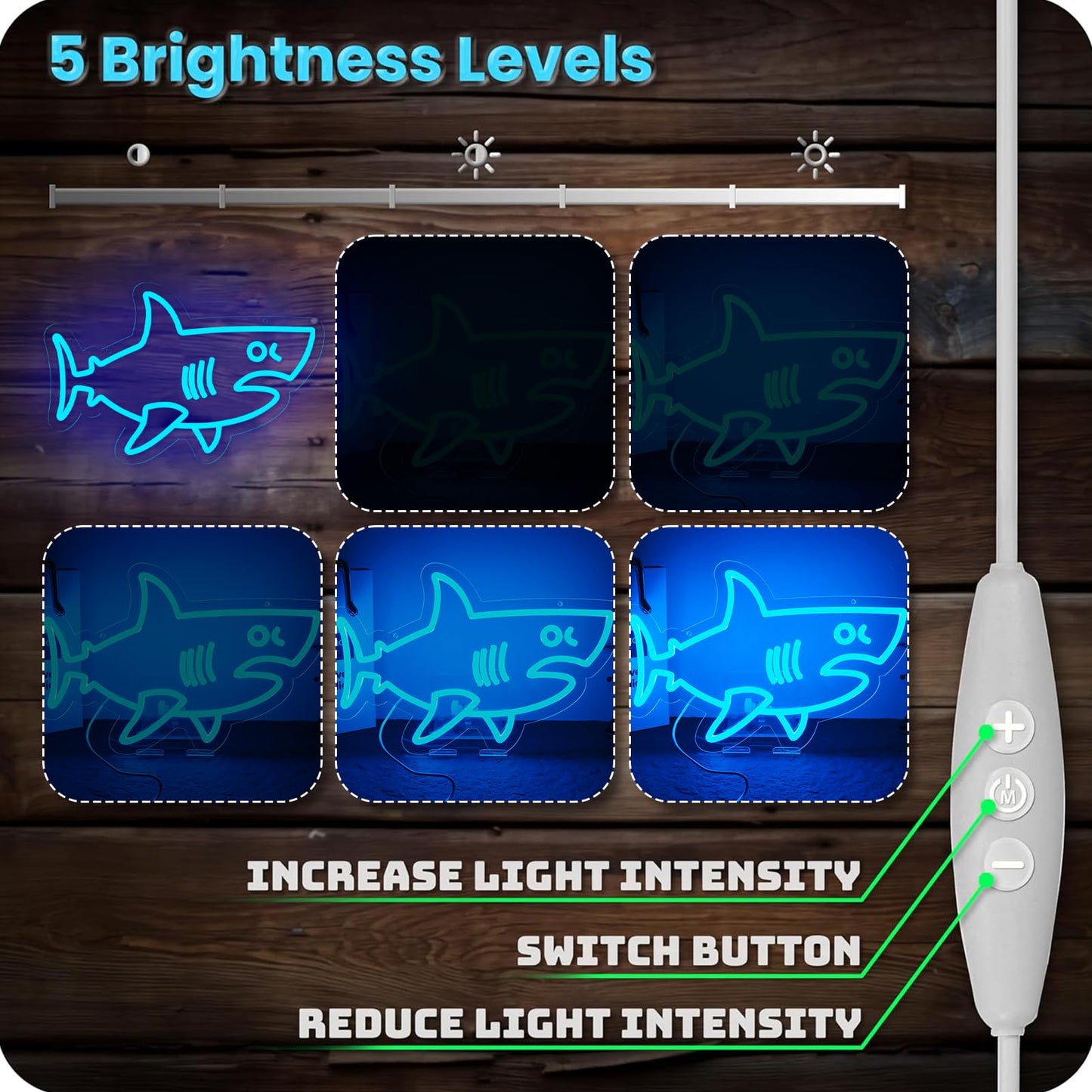 Balanar Shark Neon Signs for Wall Decor,Dimmable USB Powered LED Shark Light Animal Wall Decor Christmas Birthday Gift for Boys Men, Bedroom Living Room Man Cave Home Decoration10*15.7Inch