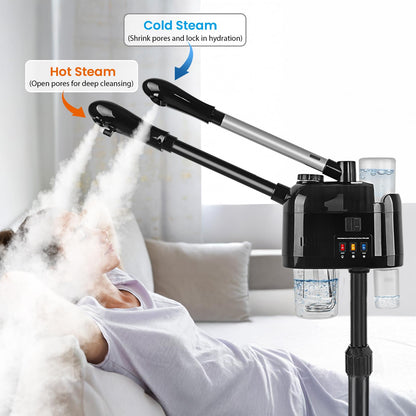 Professional Facial Steamer for Deep Hydration,2in1 Ozone Face Steamer with 5X Magnifying Lamp,Suitable for Home Use or Beauty Spa Deep Cleansing and Hydration