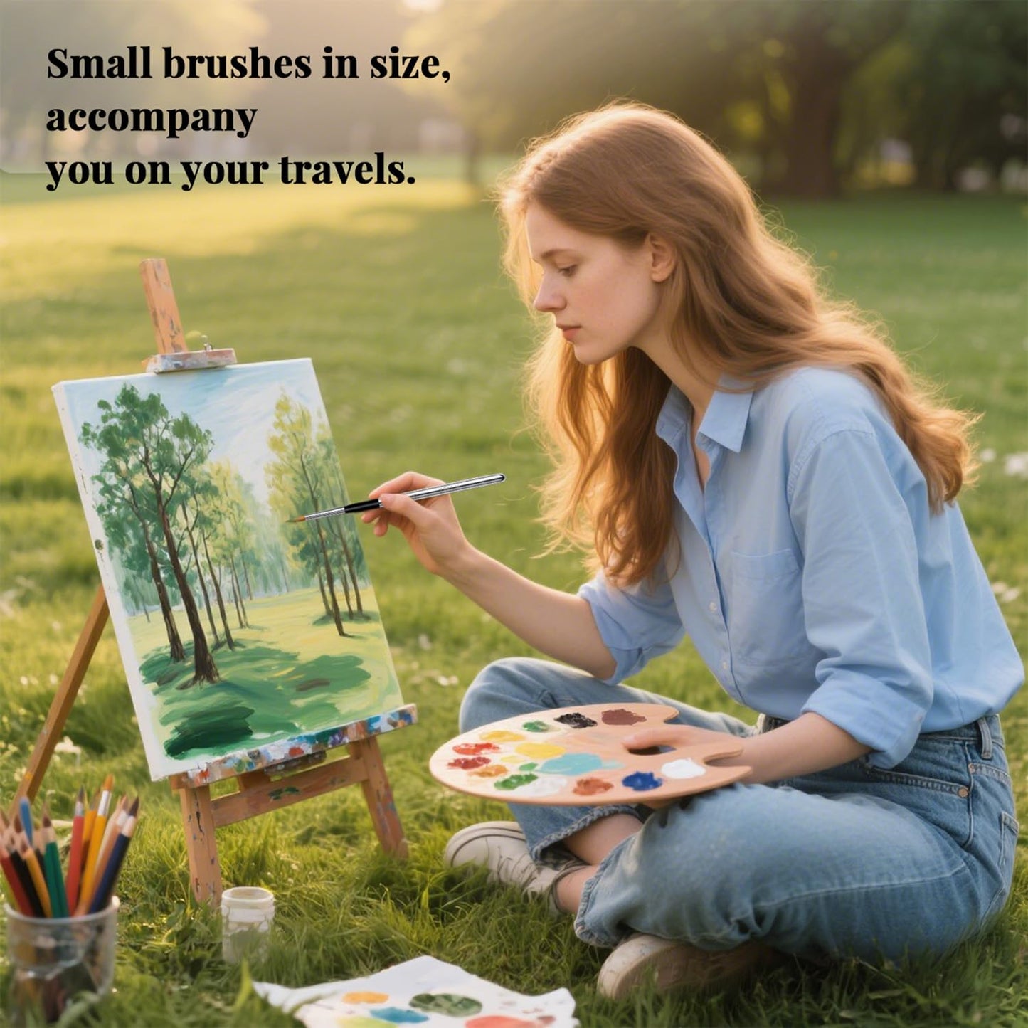Travel Watercolor Brushes, Travel Kit with Leather Pouch Perfect for Watercolor Acrylics Gouache Ink Painting