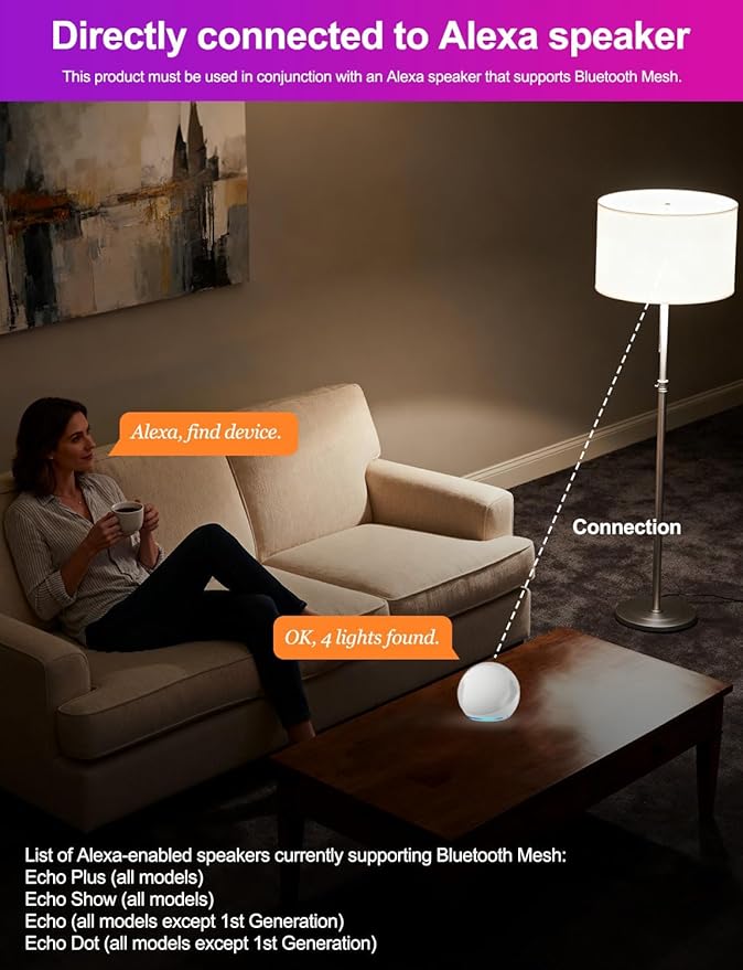 ILC Alexa Light Bulbs 10W (70 Watt Equivalent) Smart Light Bulbs Work with Alexa Hub Required, 900 Lumens, Color Changing, Color Temperature Tunable 2700K-6000K(4 Pack)