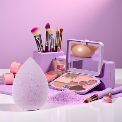 6PCS Mini Makeup Sponge Small Beauty Sponge Blender Set for Foundation, Powder, Concealer Highlight,and Eye Shadow, Purple