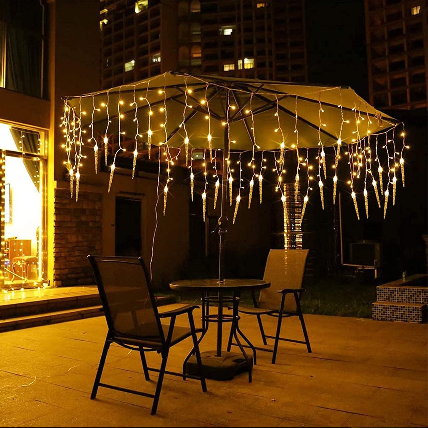 Icicle Christmas Lights, 29.5ft 360 LED Connectable Icicle String Lights with 60 Drops, Window Curtain Fairy Light with 8 Modes, Christmas Fairy Twinkle Light for Garden Eave Xmas Decor (Warm White)