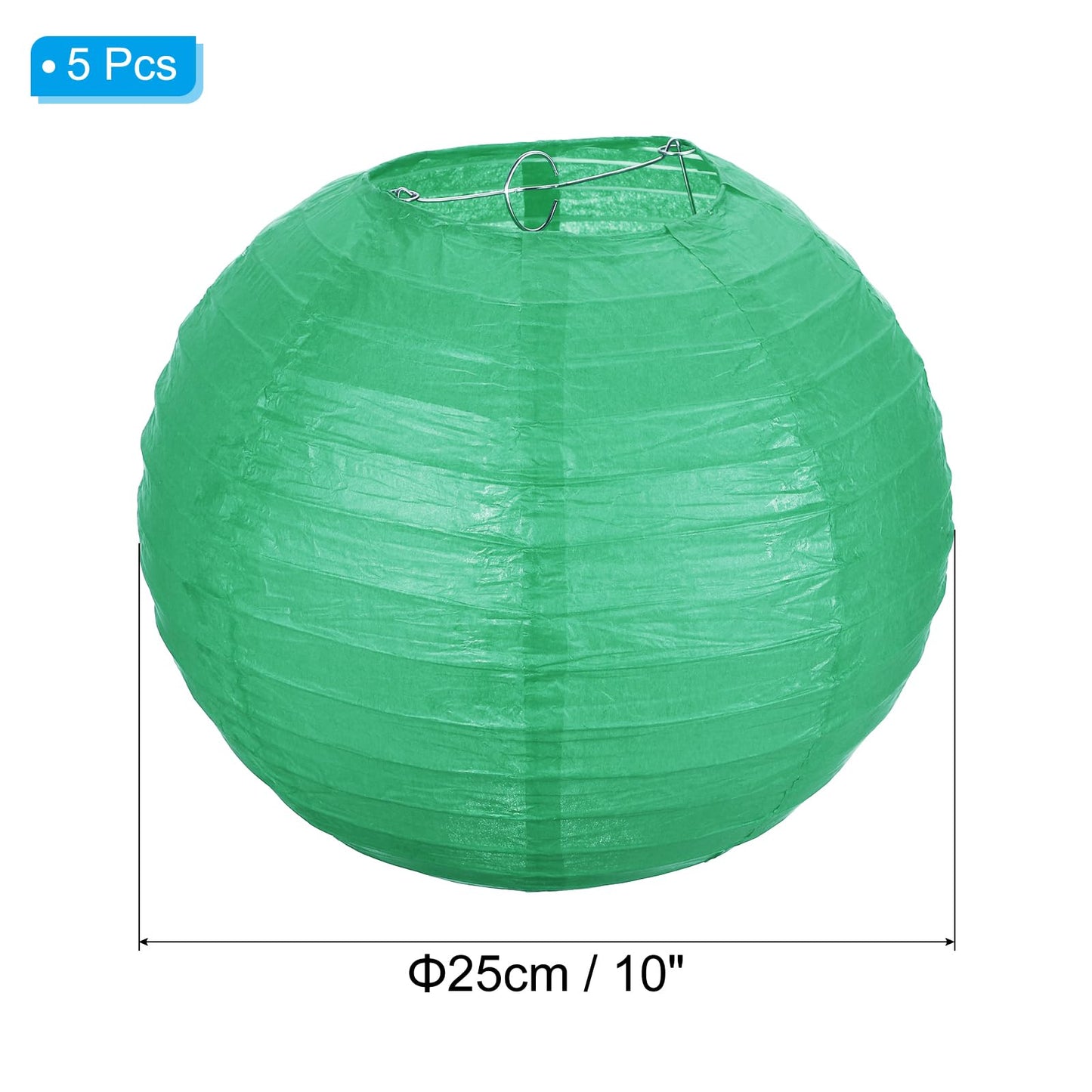 PATIKIL 10" Paper Lanterns, 5 Pcs Round Hanging Chinese/Japanese Lantern Decoration for Home Birthday Party Wedding Christmas Classroom Decor, Dark Green