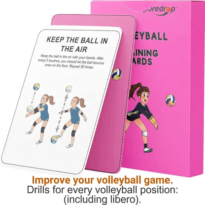 Puredrop Volleyball Training Equipment Aid Cards: Great Training Drills for Solo Practice for Volleyball Players. Coach Exercises that Can be Done at Home Set Pass Serve Spike Block Trainer