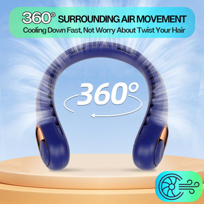 KIDEE Portable Neck Fan, Personal Bladeless Rechargeable, Upgraded 4000mAh Battery & 360° Surrounding Air Outlet, Increase Air Volume, Ultra Quiet, Long Use Time Wearable Fan for Home Travel