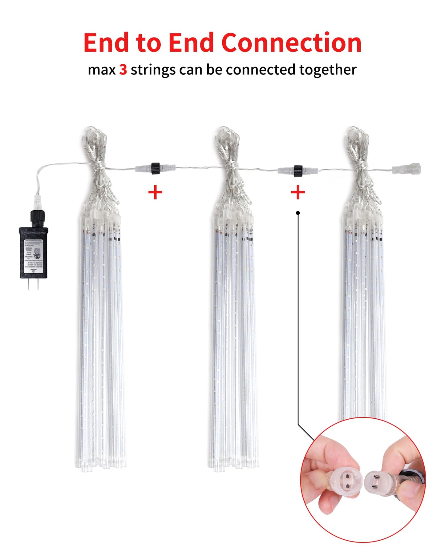Blingstar Meteor Shower Lights Outdoor 10 Tubes 16 Inch 360 LED Christmas Waterproof Falling Rain Plug-in Dripping Icicle for Tree Porch Roof Yard Xmas Halloween Decoration, Red