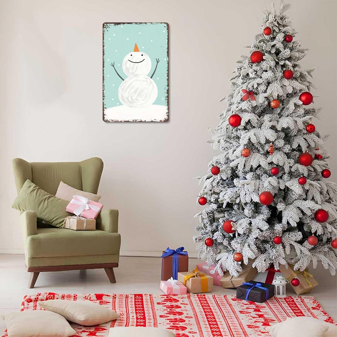 Vintage Christmas Metal Sign 8X12inch-Non Glare Matte Finish Tin Poster for Clear Viewing