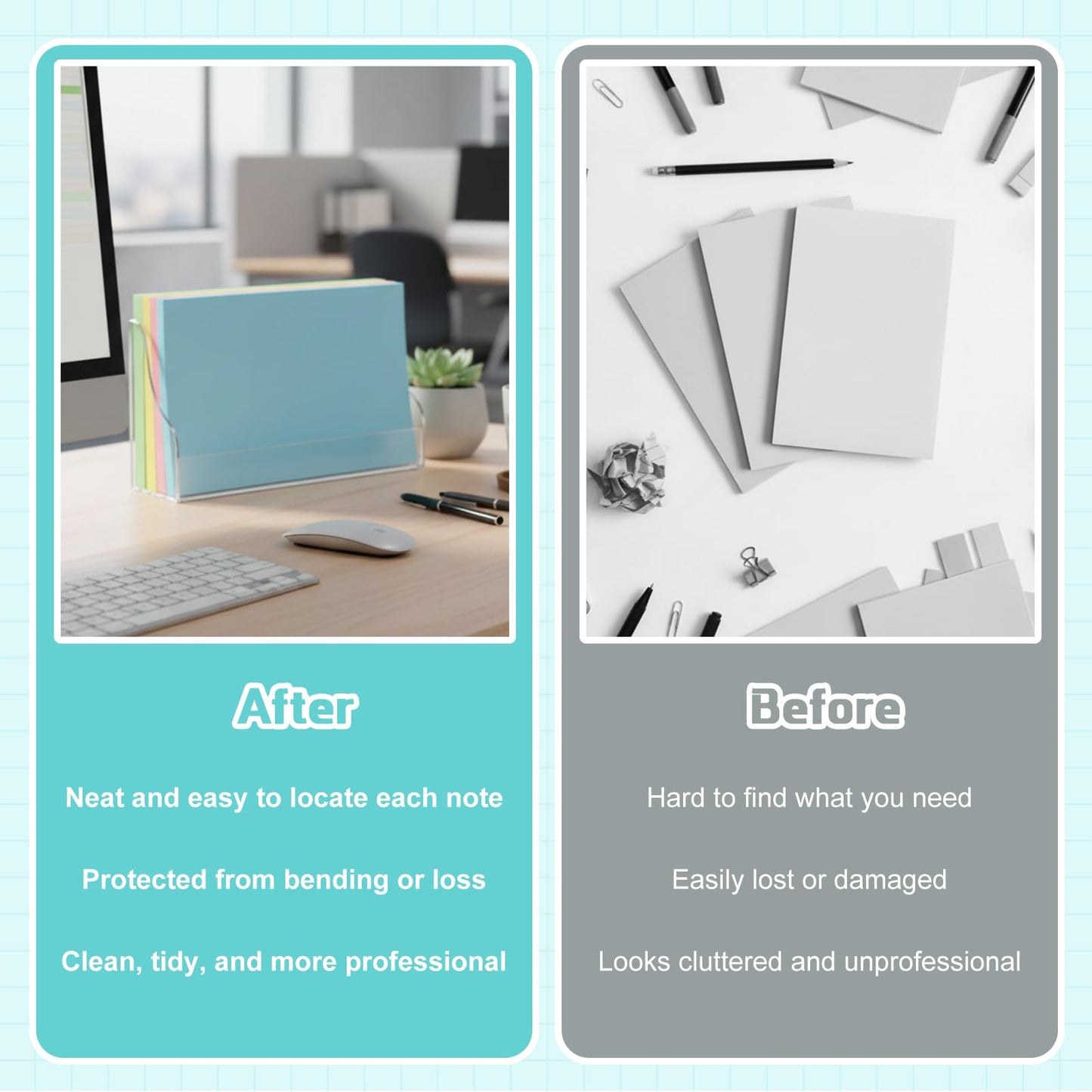 Dunzoom 4 Pack 5x8 Index Card Holder, 2-in-1 Desk & Wall Mounted Acrylic Index Card Display Stand, Includes Screws & Anchors, Clear Flash Notecard Organizer for Classroom, Office & Study