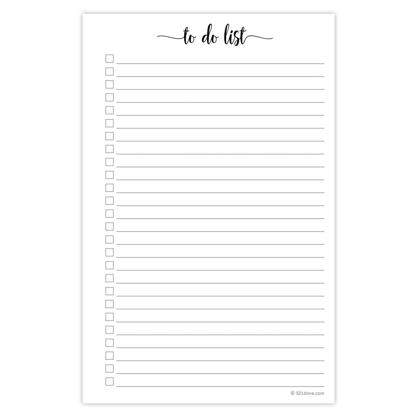 321Done To Do List Notepad for Planner Refill Pages – Made in USA - 50 Sheets (5.5x8.5) To-Do's Tear Off, Planning Memo Pad, Checklist Notes Left Hole Punch Margins - Simple Script College-Ruled