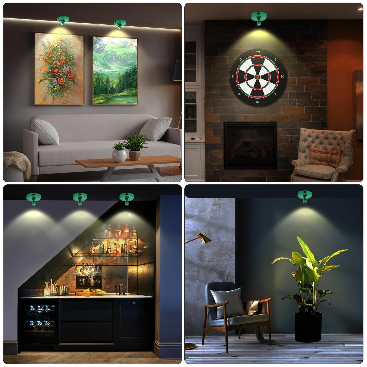 LED Spotlight Battery Powered, Wireless Picture Light, Accent Spot Light for Indoor Plant Tree, Display Puck Lights with Remote, Stick on Uplighting for Photo Painting Dartboard Wall Decor Artwork