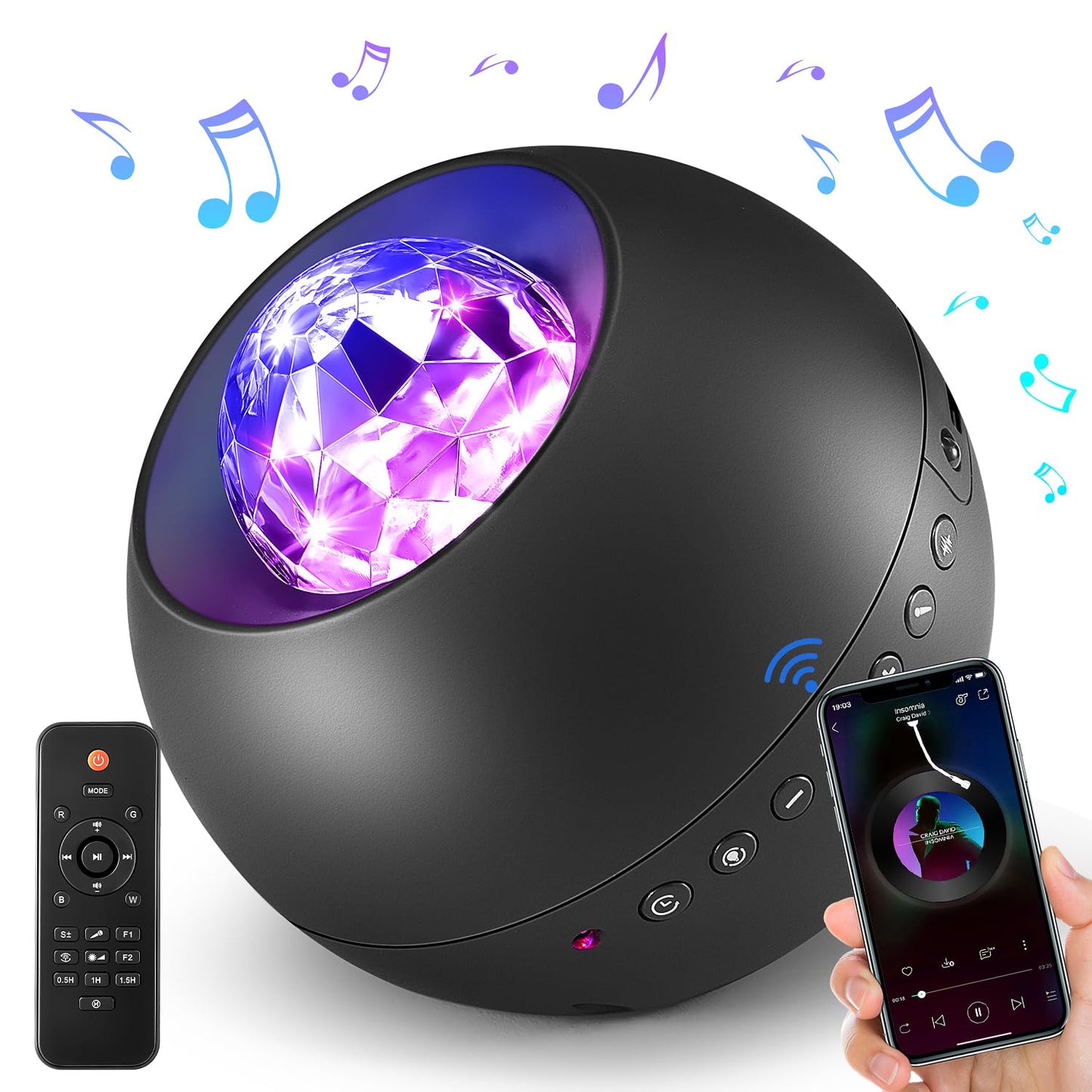 Galaxy Projector for Bedroom Birthday Gifts for Teen Boy Gifts, LED Galaxy Light Projector, 15White Noise HiFi Bluetooth Speaker,Remote&Timer Ceiling Projector Lights Trendy Stuff