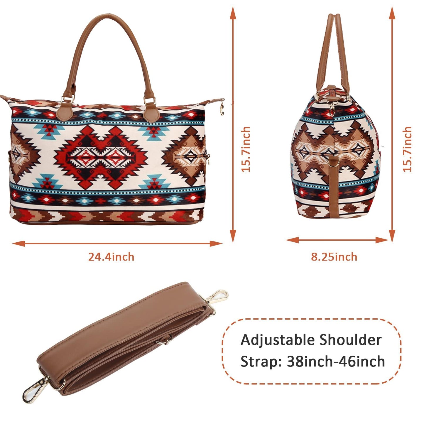 Atzec Print Duffle Bag with Shouler Strap Cow Print Overnight Bags for Women Western Weekender Bag for Hospital Maternity