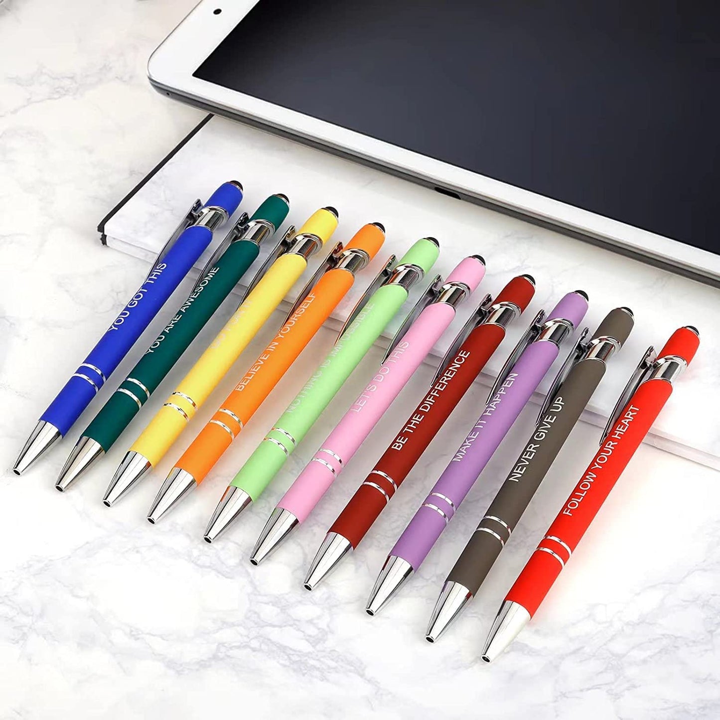 Greengines 100 PCS Inspirational Pens Bulk, Motivational Ballpoint Pen with Stylus Tip Funny Ink Pens Bulk Inspirational Gifts for Women Coworkers Office Supplies Black Ink…