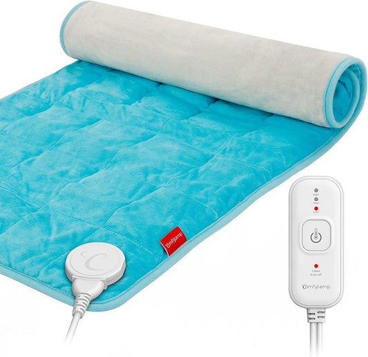 Comfytemp Weighted Heating Pad for Back Pain Relief & Cramps, Mothers Day Gifts for Mom, 17'' x 30'' Extra Large Heat Pad, 3.7lb Electric Heated Pad, 2H Auto-Off, Machine Washable