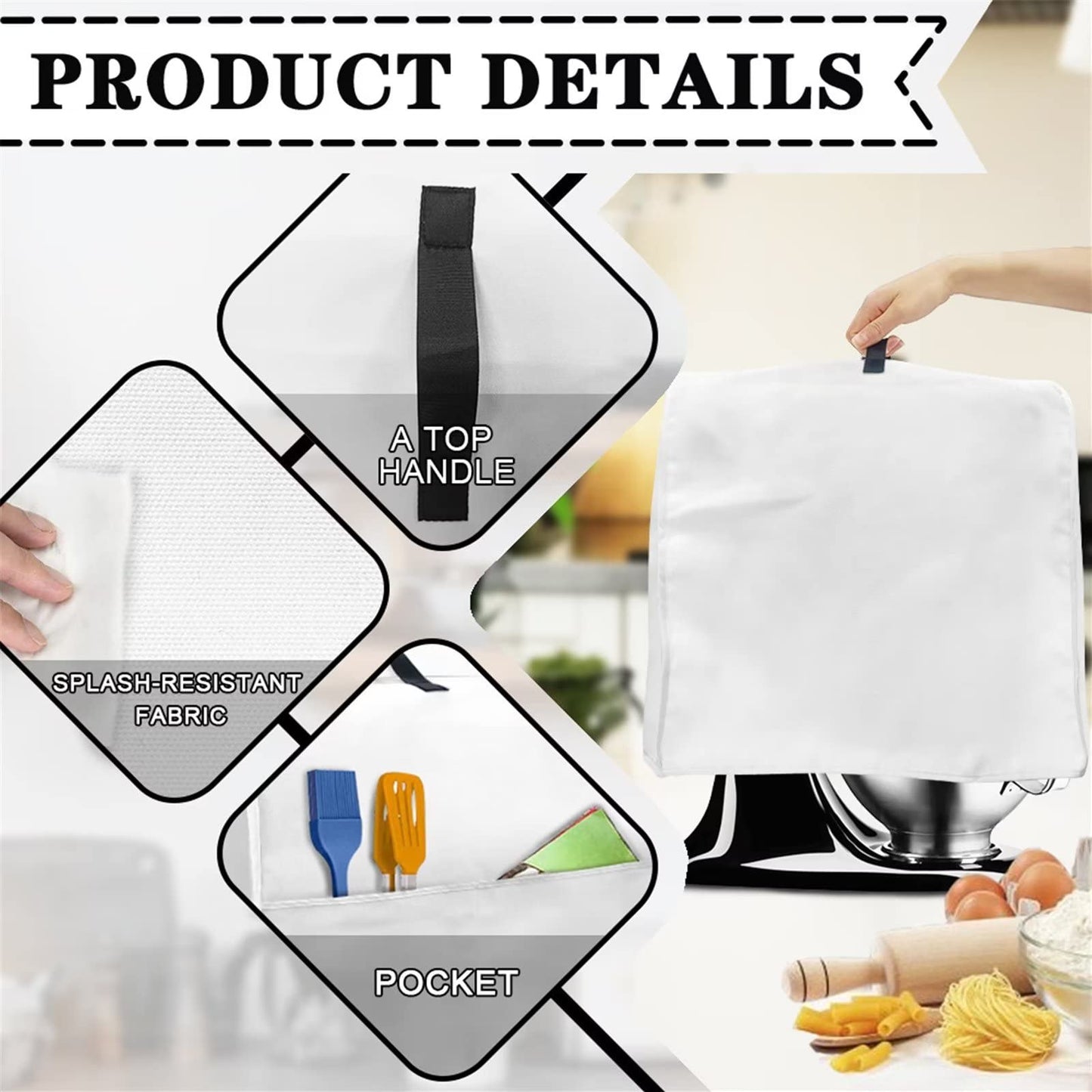 HUISEFOR Stand Mixer Cover Compatible with Kitchen Aid Mixer, Brown Flower Kitchen Appliance Dustproof Covers with Accessories Pockets, Fits All Tilt Head & Bowl Lift Models Mixers