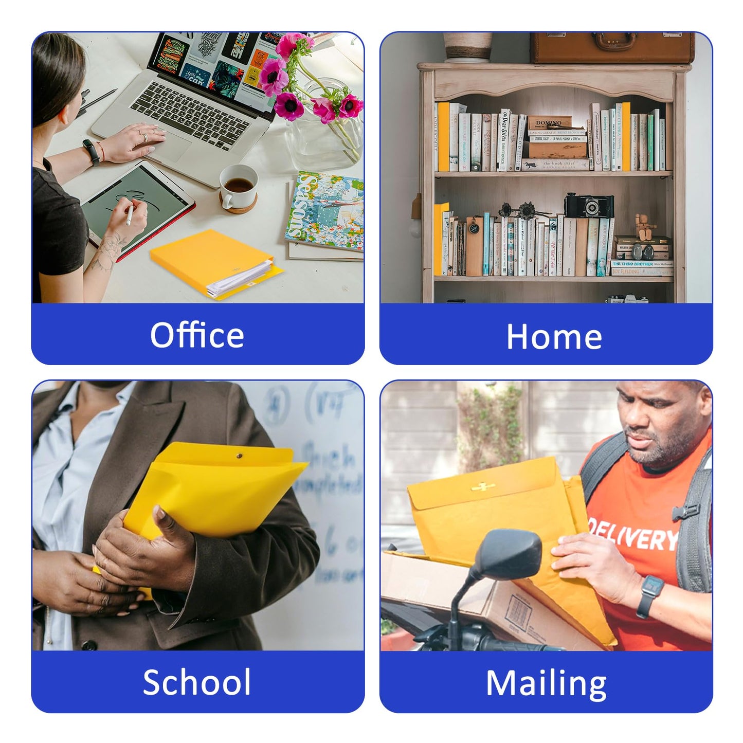 9x12 Expanding Manila Envelopes with Clasp 25 Pack, Goefun 180 GSM Heavyweight Expandable Manilla Folders 8.5 x 11 Letter Size, 1.2'' Expansion, for Home Office Business Storage and Organizing
