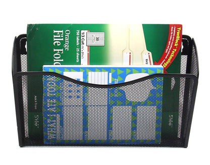 EASEPRES 3 Single Pocket Mesh Hanging File Organizer, Vertical Wall Mounted Magazine File Holder, Mount Basket Mail Paper Document Folder Organizing for Office, Home and School, Black