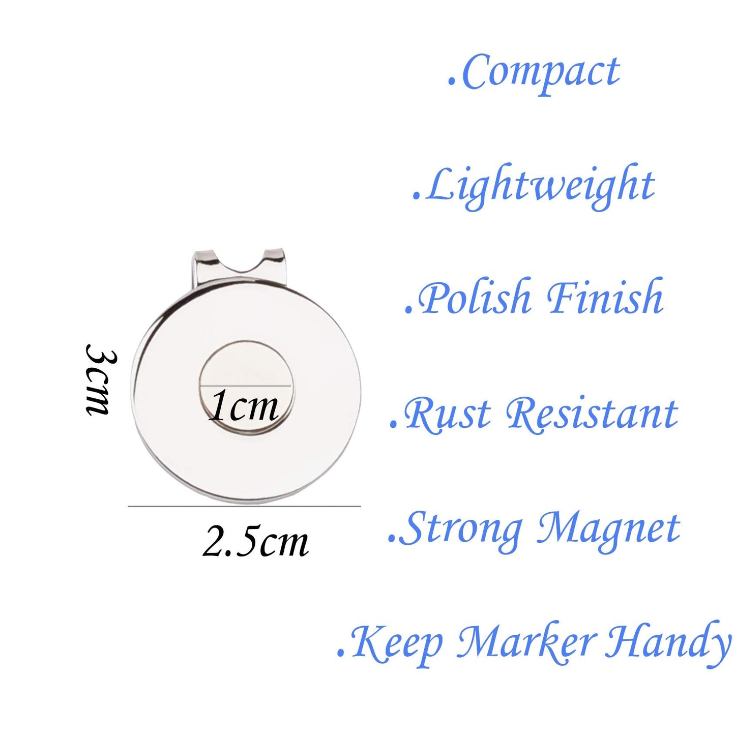 Eshan Magnetic Golf Hat Clips Ball Marker Holder for Golf Gloves Hats Bags Caps Visor Belt (Silver_10PCS)